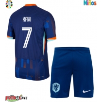 Camiseta Países Bajos Xavi Simons #7 Visitante Equipación para niños Eurocopa 2024 manga corta (+ pantalones cortos)